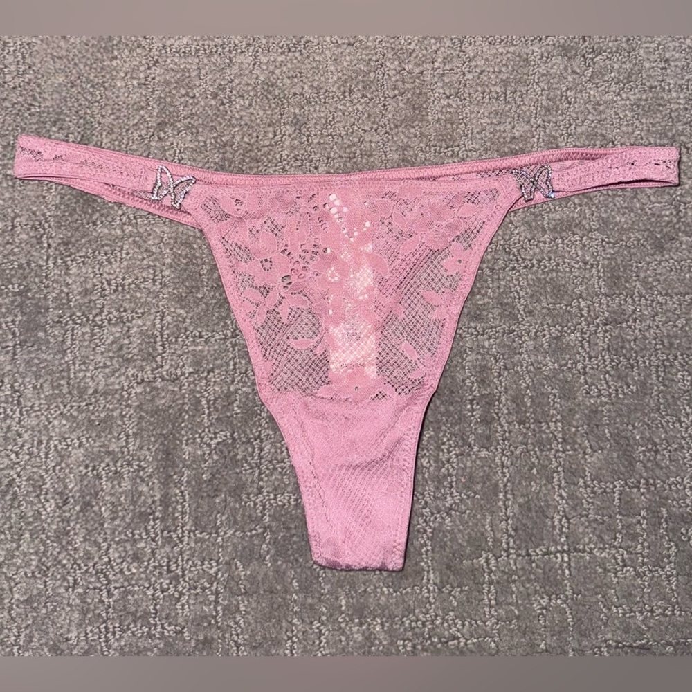 Victoria’s Secret Dusk Mauve Dream Angels Twinkle Butterfly Lace Thong Panty - S - Picture 3 of 5